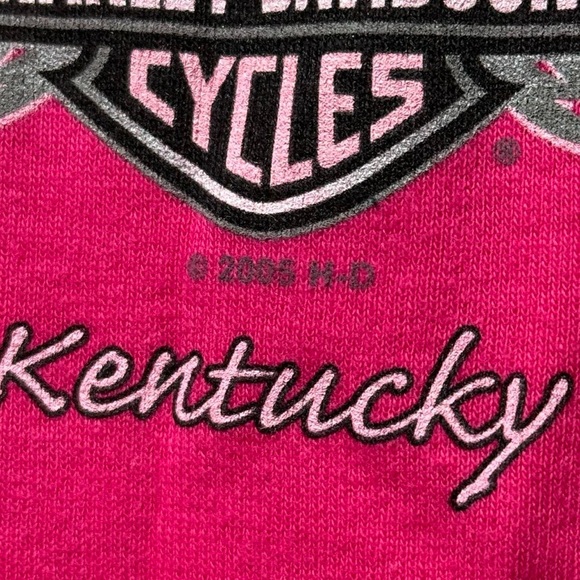Vintage 2005 Harley Davidson Pink White Tee Shirt Women 2X Biker Y2K Kentucky - Picture 6 of 7